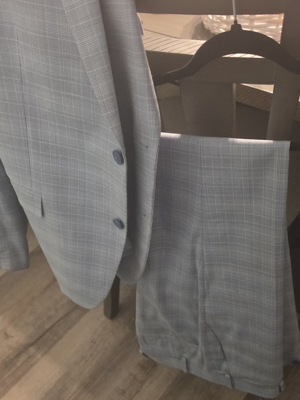Alfani Light Gray/Blue Plaid Two-Piece Suit